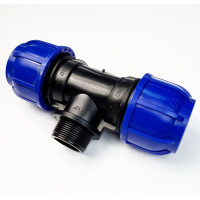 Тройник ПНД переходной 50 мм х 1 1/2" НР х 50 мм Boutte 1649434