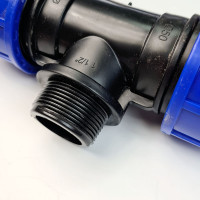 Тройник ПНД переходной 50 мм х 1 1/2" НР х 50 мм Boutte 1649434