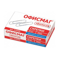 Большие скрепки ОФИСМАГ 50 мм, оцинкованные, гофрированные, 50 шт, в картонной коробке 223090