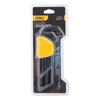 Набор удлиненных шестигранных ключей с шаром DELI dl232209h материал Cr-V, 1,5, 2, 2,5, 3, 4, 5, 6, 8, 10 мм, пластиковый держатель, 9 шт. 104513