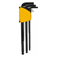 Набор сверхдлинных шестигранных ключей с шаром DELI dl232309h материал Cr-V, 1,5, 2, 2,5, 3, 4, 5, 6, 8, 10 мм, пластиковый держатель, 9 шт. 104514