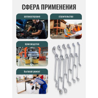 Набор ключей накидных Rockforce 12-гранных, 75°, 12 предметов RF-5118P (51026)