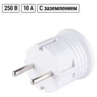 Вилка с заземлением TDM ELECTRIC круглая, белая, 10А, 250В SQ1806-0199