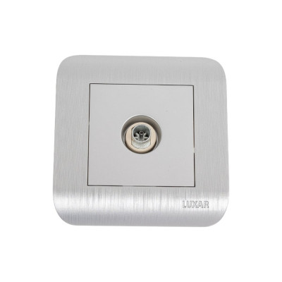 Розетка LUXAR Deco с/у TВ оконечная серебро с рифленой рамкой 4606400620358