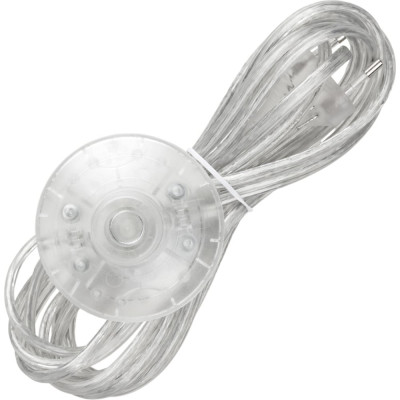 Шнур с ножным выключателем и плоской вилкой TDM ELECTRIC шун01в шввп 2x0,75мм2 3,5м. прозрачный SQ1305-0064