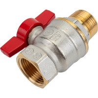 Шаровой кран Giacomini R914 DADO 1", внутренняя/наружная, ручка-бабочка красная, никелированный R914X025