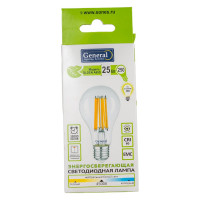 Светодиодная лампа General Lighting Systems Филамент прозрачный E27 25Вт 2450Лм 4500К Нейтральный белый свет Груша GLDEN-A65S-25ВТ-230-E27-4500 660323
