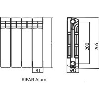 Алюминиевый радиатор RIFAR ALUM 200 06 секц. бок. R-AL-200-06