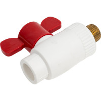 Шаровой кран Blue Ocean (шар - латунь) полипропиленовый ГВС НР - 20х1/2 PPRF/BV-HW-1B/PPR(W)-MT-20х1/2"