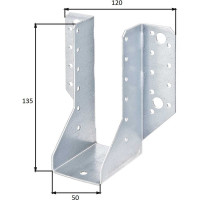 Держатель балки ALBERTS перфорированный, цинк, 50x135 мм 335120