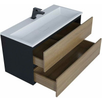 Тумба с раковиной для ванной uperwood Barsa 100 см, раковина белая, подвесная тумба черная/дуб сонома 293020544