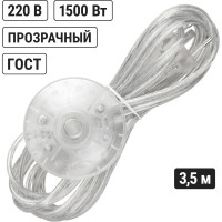 Шнур с ножным выключателем и плоской вилкой TDM ELECTRIC шун01в шввп 2x0,75мм2 3,5м. прозрачный SQ1305-0064