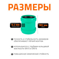 Двойная муфта ливневой канализации Ostendorf 160 мм 777500