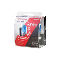 Автолампа SKYWAY XENON WHITE+30, H4, 12V, 100/90W, P43t, 2-контакта, 4500 К, 2 шт S09101037