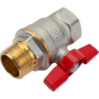 Шаровой кран Giacomini R914 DADO 1", внутренняя/наружная, ручка-бабочка красная, никелированный R914X025