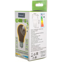 Светодиодная лампа General Lighting Systems Филамент прозрачный E27 17Вт 230В 1480Лм 2700К Теплый белый свет Груша GLDEN-A60S-17-230-E27-2700 660319
