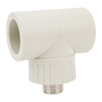 Тройник RTP комбинированный, наружная резьба PN25 D32х1/2", серая 11000