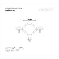 Сантехнический хомут для труб с гайкой Gigant оцинк 1", 32-35, М8, 5 шт. G/1/80