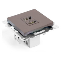 2-местная USB розетка (механизм) STEKKER GLS10-7115-04, 250B, 2,1А, серия Катрин, шоколад 49027