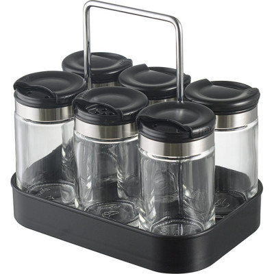 Smart Solutions Набор из 6 банок для специй с подставкой Spice Box, 100 мл SH-SB-JS-BLK-Set6