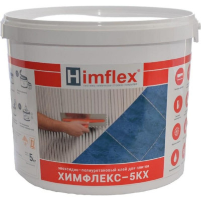 Himflex 5КХ эластичный эпоксидно-полиуретановый клей для плитки и камня белый ведро 10 кг 4631168710478