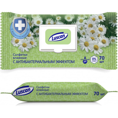 Luscan Салфетки влажные антибактериальные 70шт с крышкой 559404