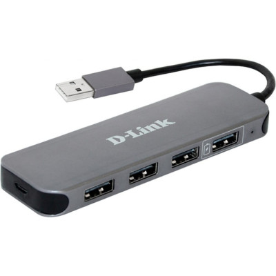 D-Link DUB-H4/E1A Компактный концентратор с 4 портами USB 2.0 DUB-H4/E1A