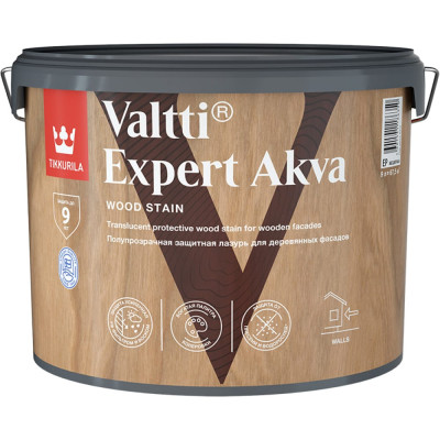 TIKKURILA VALTTI EXPERT AKVA лазурь высокоэффективная защитная, полуматовая, бесцветный 9 48441