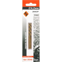 Сверло по металлу (4.2 мм; 2 шт; блистер) Р6М5 Энкор 25342