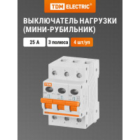 Выключатель нагрузки мини-рубильник TDM ELECTRIC ВН-32 3P 25A SQ0211-0023