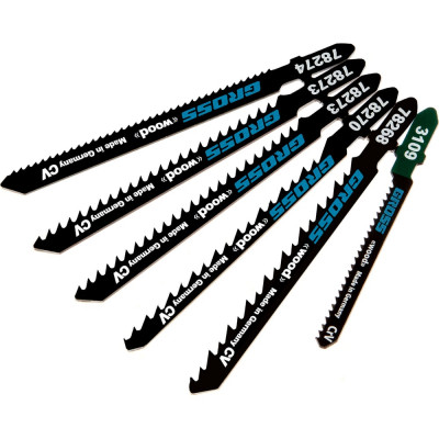 Набор полотен для электролобзика по дереву 6 шт. GROSS DIY, пластиковый кейс // 78291