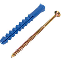 Набор для крепления ВИРТУОЗ дюбель 8х80 К, шуруп 5х90 потайная головка, желтый цинк, 8 шт. 00255