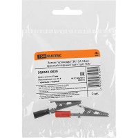 Зажим "крокодил" TDM ELECTRIC ЗК 15А 53мм красный/черный 1шт+1шт SQ0541-0020