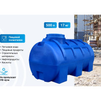 Овально-горизонтальная емкость AQUAPLAST 500 л, синяя 4630017951932