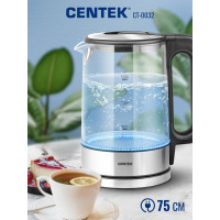 Чайник Centek стекло 1.7 л, 2200 Вт, внутренняя LED подсветка, быстрое кипячение, фильтр от накипи CT-0032