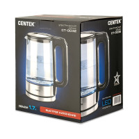 Чайник Centek стекло 1.7 л, 2200 Вт, внутренняя LED подсветка, быстрое кипячение, фильтр от накипи CT-0032