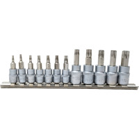 Набор головок-бит YATO TORX 1/4" Т8-Т30 3/8" Т40-Т55 12 предметов на металлической планке YT-04331 371404331 092 1
