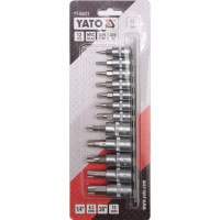 Набор головок-бит YATO TORX 1/4" Т8-Т30 3/8" Т40-Т55 12 предметов на металлической планке YT-04331 371404331 092 1