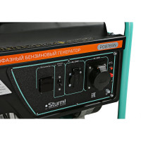 Бензогенератор Sturm 6500 ВА, AVR (Авто. Рег.Напр.), ручной старт, 73 кг, бак 25 л PG8765N