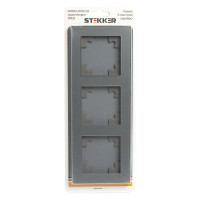 Горизонтальная 3-местная рамка STEKKER серия Катрин, стеклянная, GFR00-7003-03, серебро 39533