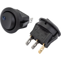 Круглая клавиша Nord-Yada 12V 20А черная с синей LED подсветкой (3контакта) ON-OFF (2шт в упаковке) 905477