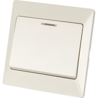 Выключатель слоновая кость 1 клавишный с подсветкой TDM ELECTRIC 10А, серия "Ильмень" SQ1823-0103