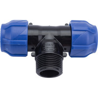 Компрессионный переходной тройник VALFEX ПНД, с наружной резьбой, 25-1"-25 1210022510025