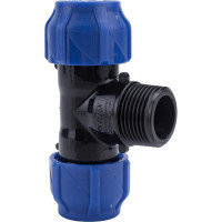 Компрессионный переходной тройник VALFEX ПНД, с наружной резьбой, 25-1"-25 1210022510025