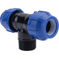 Компрессионный переходной тройник VALFEX ПНД, с наружной резьбой, 25-1"-25 1210022510025