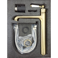 Смеситель для раковины OUTE с белой керамической ручкой, из латуни, бронза T10701Q-1