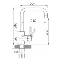 Кухонный смеситель WISENT нержавеющая сталь, с PVD покрытием W4998-4-U