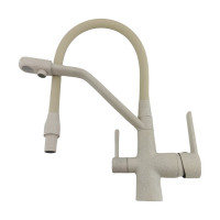 Смеситель для кухни Rainsberg бежевый, с силиконовым гибким изливом, латунь R603CK-311