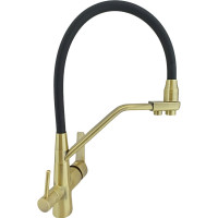 Смеситель для кухни Rainsberg бронза, с силиконовым гибким черным изливом, латунь R603CQ