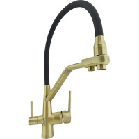 Смеситель для кухни Rainsberg бронза, с силиконовым гибким черным изливом, латунь R603CQ